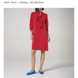 LK Bennett silk red polka dot dress NWT